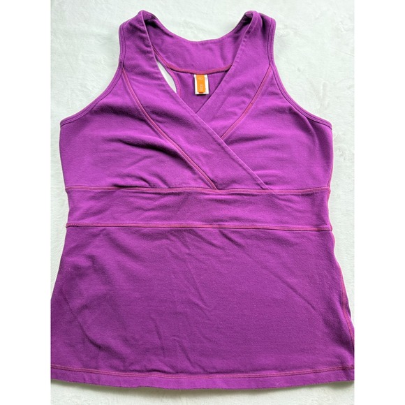 Lucy Tops - Lucy Womens Purple Surplice Racerback Activewear Tank Top Size Large 211599